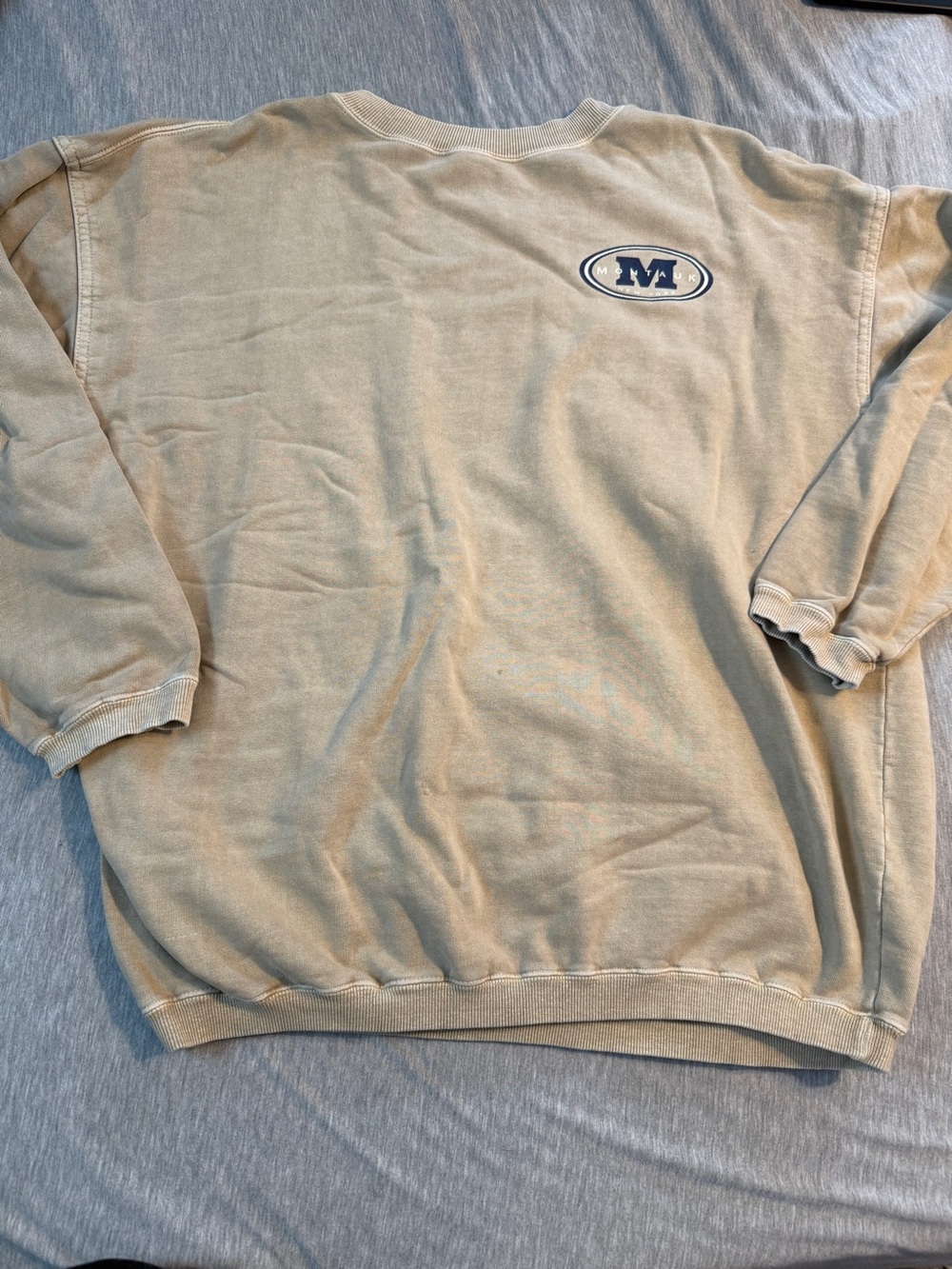 Men's Beige Crewneck Sweatshirt with M Logo